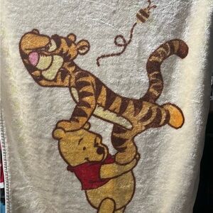 Vintage Disney Winnie The Pooh Blanket Pooh Tigger Soft Plush Crib Baby‎ Blanket